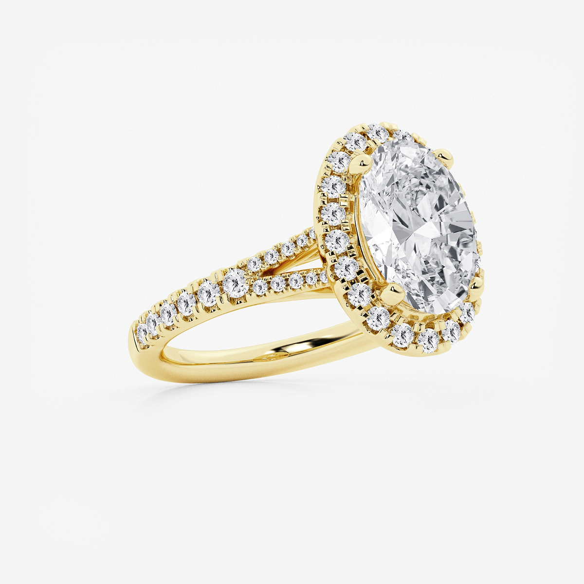 Additional Image 1 for  3 3/4 ctw Oval Lab Grown Diamond Split Shank Halo Engagement Ring