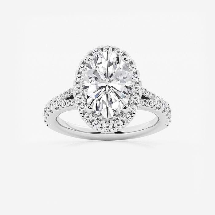 Split Shank Oval Halo Engagement Ring