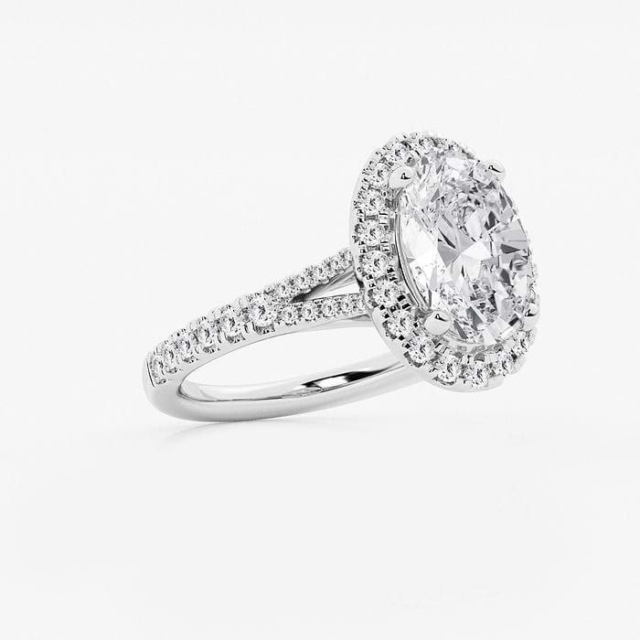 Split Shank Oval Halo Engagement Ring