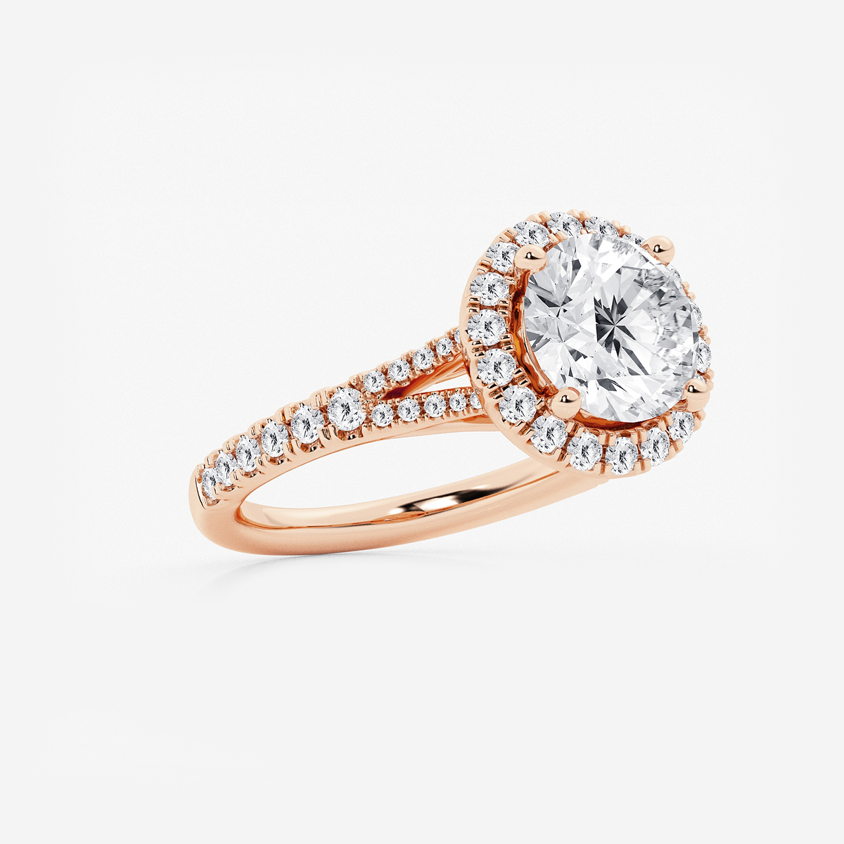 Additional Image 1 for  3 1/5 ctw Round Lab Grown Diamond Split Shank Halo Engagement Ring