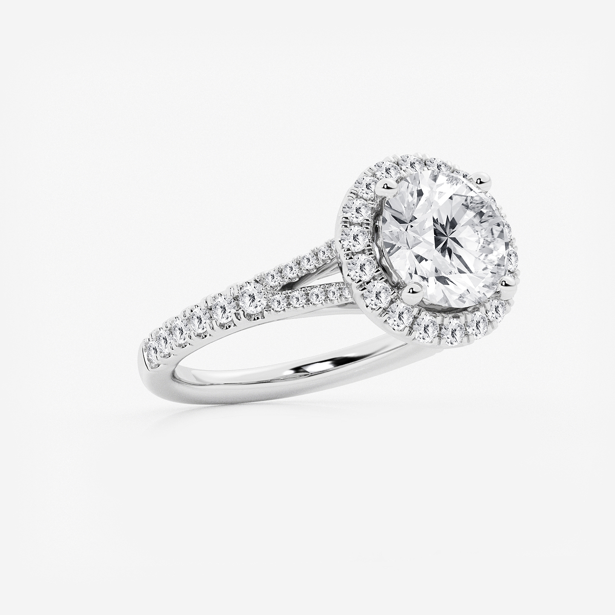 Additional Image 1 for  3 1/5 ctw Round Lab Grown Diamond Split Shank Halo Engagement Ring