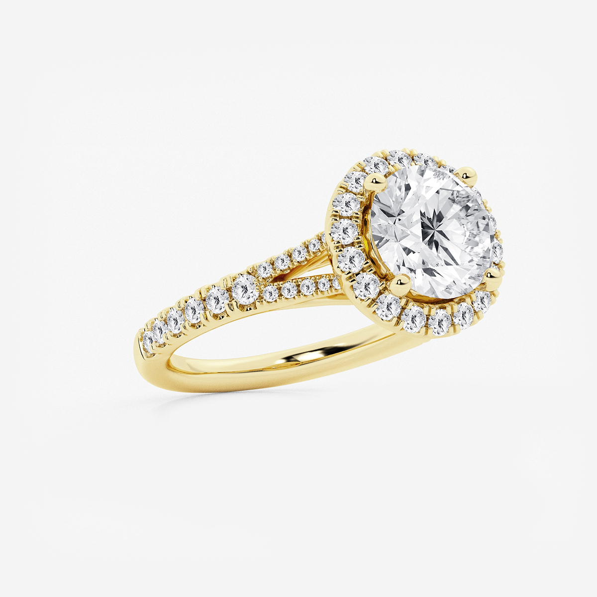 Additional Image 1 for  3 1/5 ctw Round Lab Grown Diamond Split Shank Halo Engagement Ring
