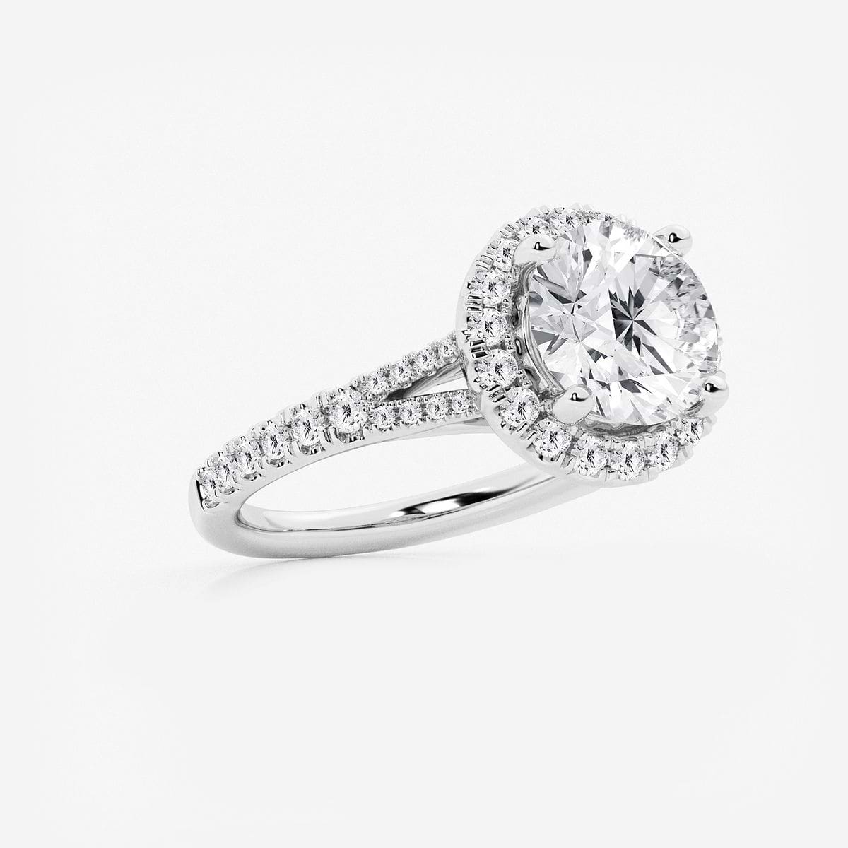 Additional Image 1 for  3 3/4 ctw Round Lab Grown Diamond Split Shank Halo Engagement Ring