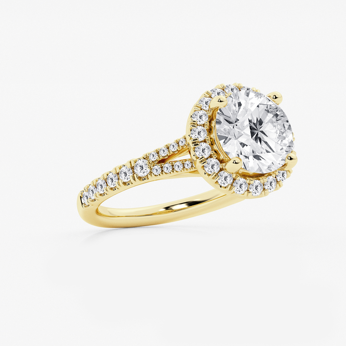 Additional Image 1 for  3 3/4 ctw Round Lab Grown Diamond Split Shank Halo Engagement Ring