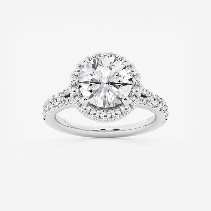 Split Shank Round Halo Engagement Ring
