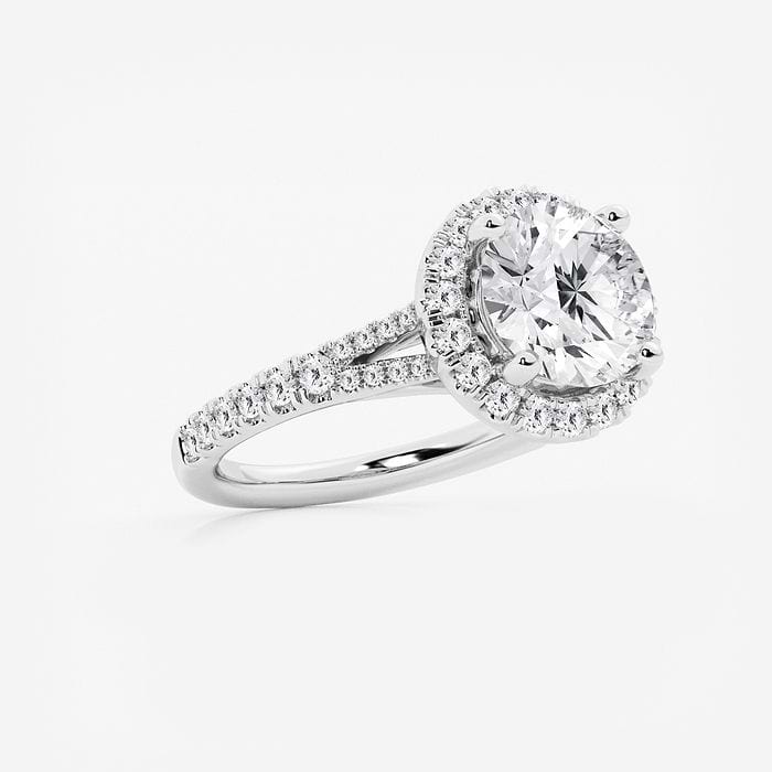 Split Shank Round Halo Engagement Ring