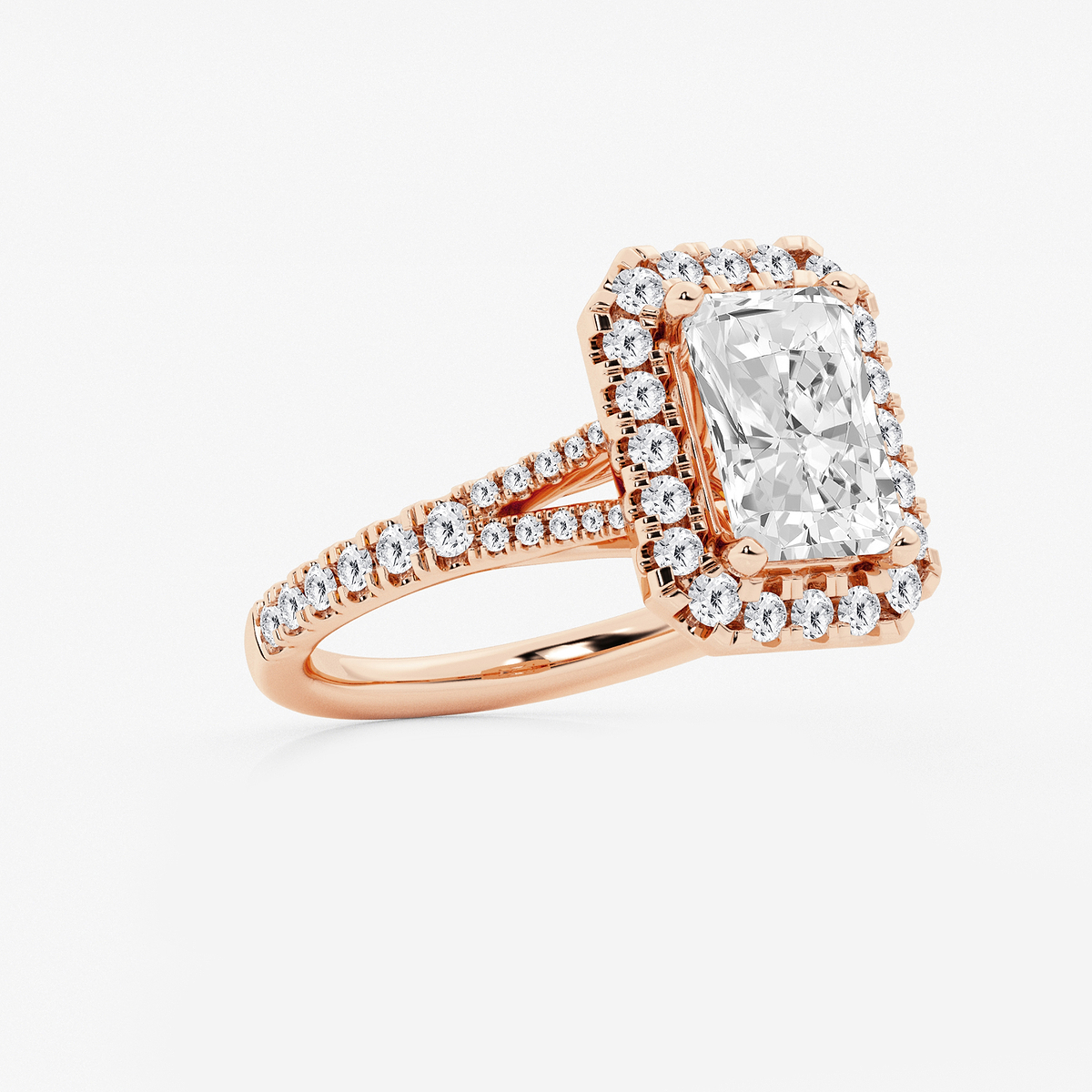 Additional Image 1 for  3 1/5 ctw Radiant Lab Grown Diamond Split Shank Halo Engagement Ring