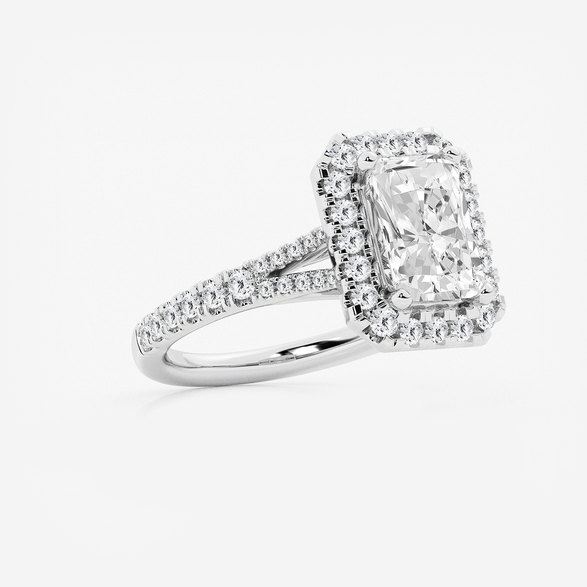 Additional Image 1 for  3 1/5 ctw Radiant Lab Grown Diamond Split Shank Halo Engagement Ring