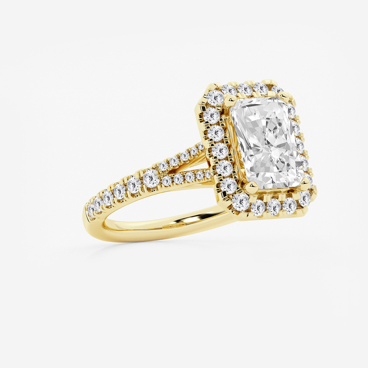 Additional Image 1 for  3 1/5 ctw Radiant Lab Grown Diamond Split Shank Halo Engagement Ring