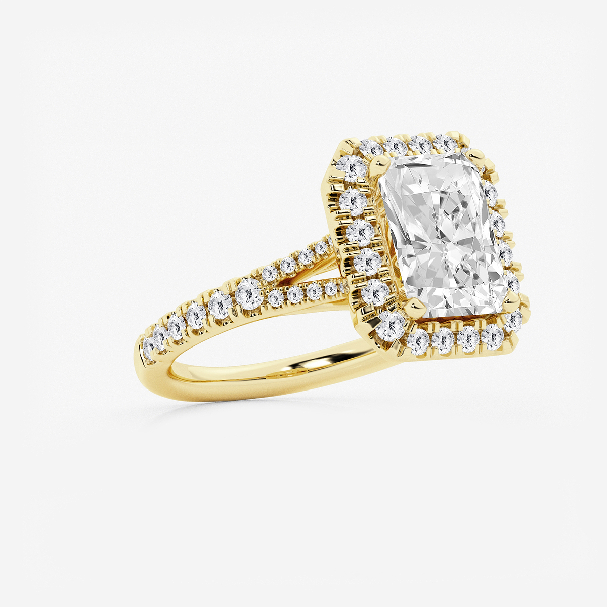 Additional Image 1 for  3 3/4 ctw Radiant Lab Grown Diamond Split Shank Halo Engagement Ring