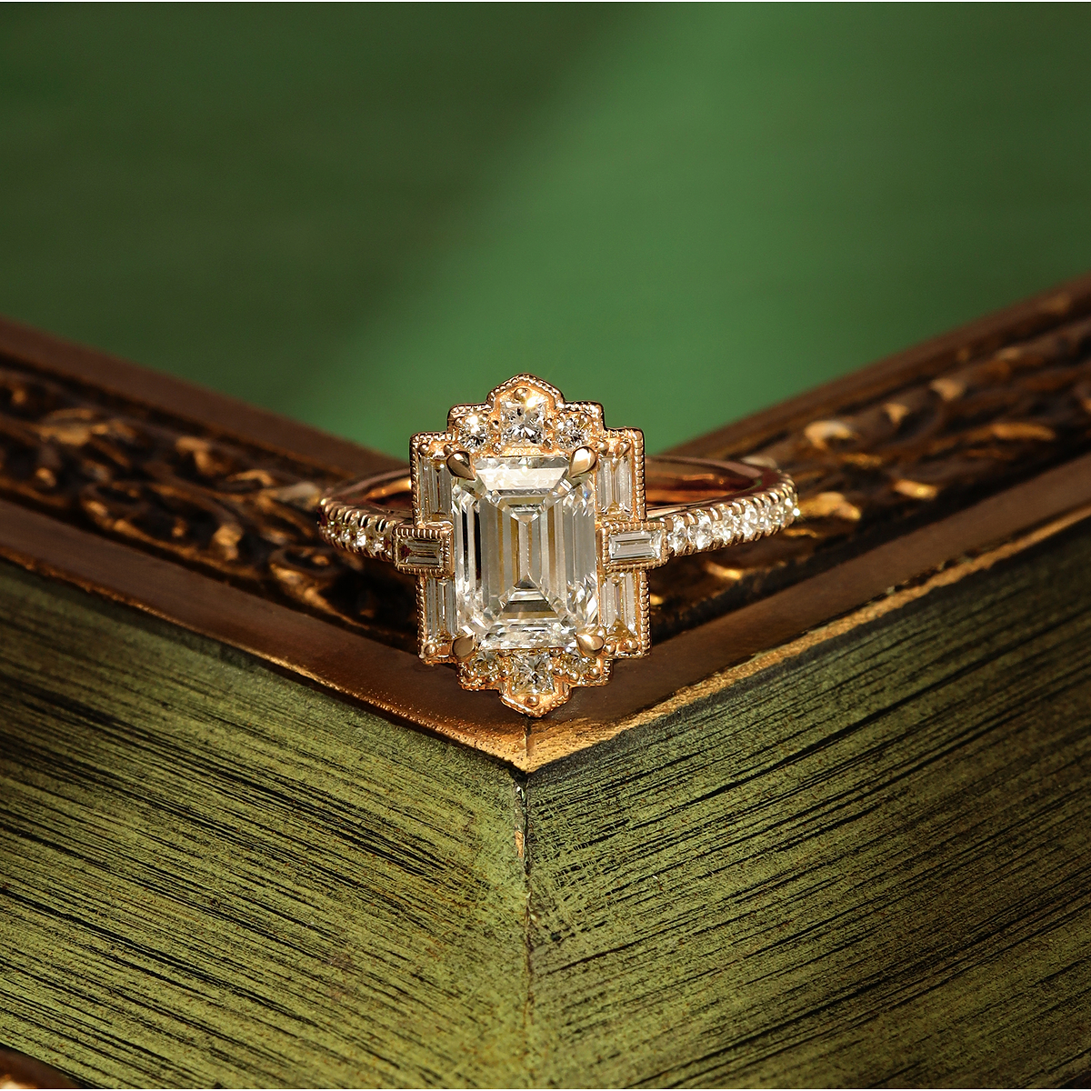Additional Image 2 for  2 2/3 ctw Multi-Shape Lab Grown Diamond Vintage Inspired Art Deco Engagement Ring