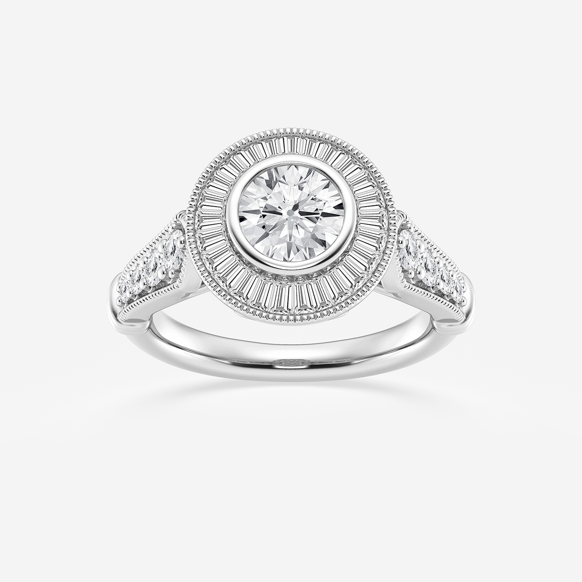 1 3/4 ctw Round Lab Grown Diamond Vintage Inspired Engagement Ring