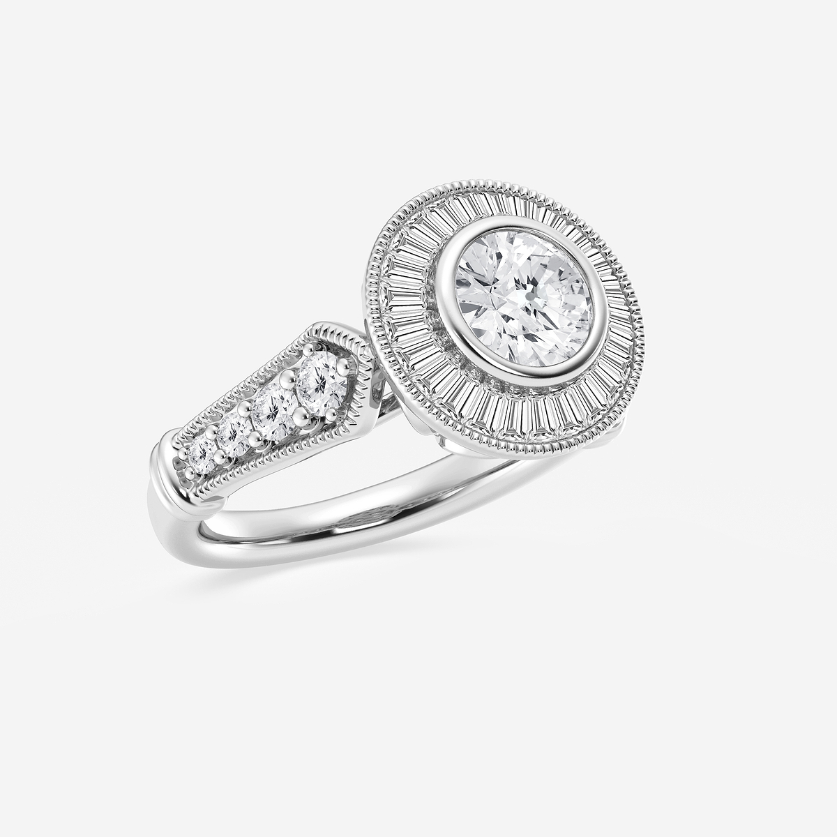 Additional Image 1 for  1 3/4 ctw Round Lab Grown Diamond Vintage Inspired Engagement Ring