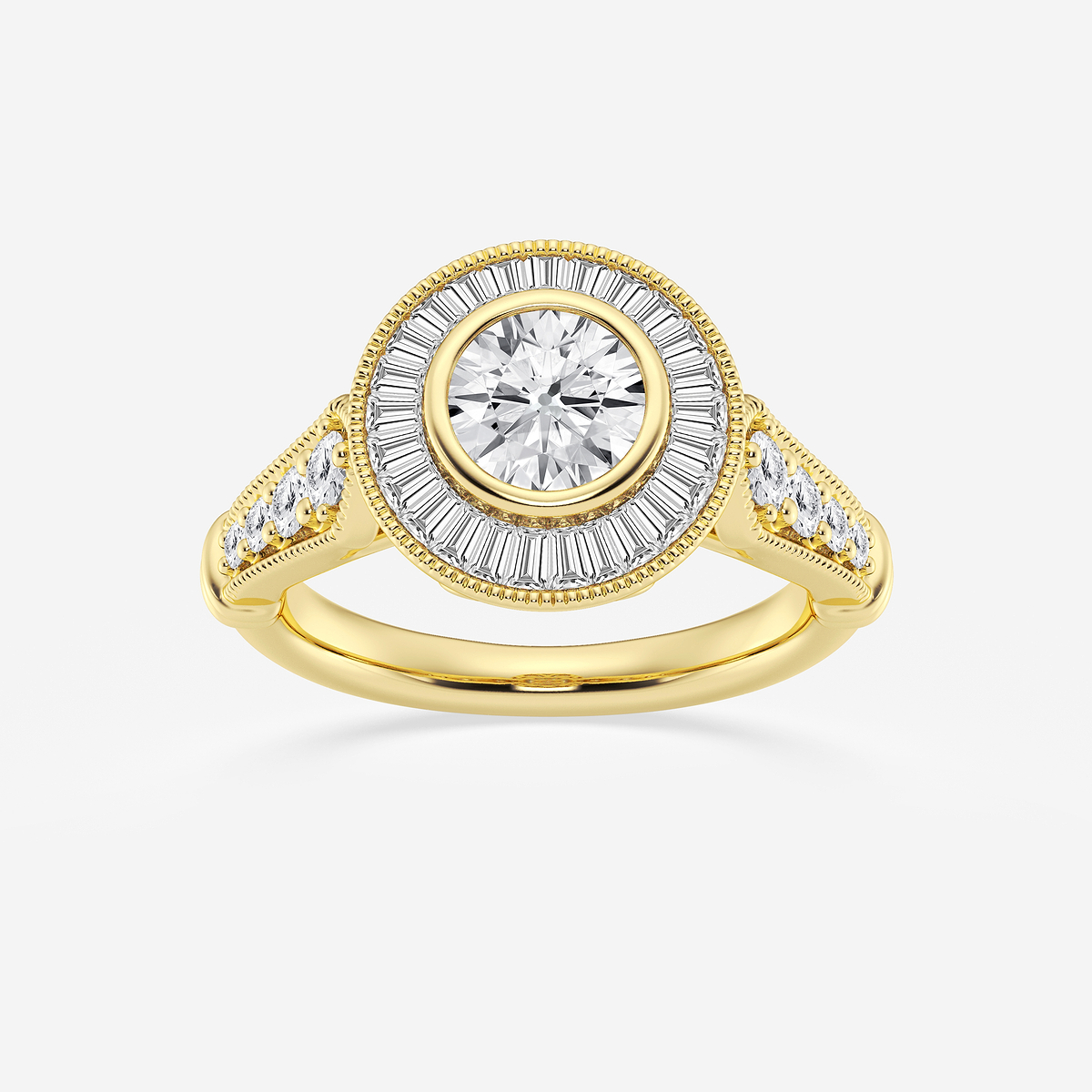 1 3/4 ctw Round Lab Grown Diamond Vintage Inspired Engagement Ring