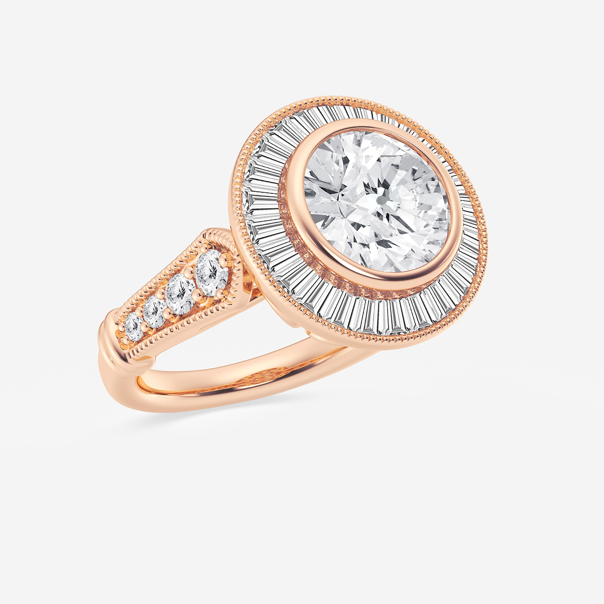 Additional Image 1 for  3 ctw Round Lab Grown Diamond Vintage Hidden Halo Engagement Ring