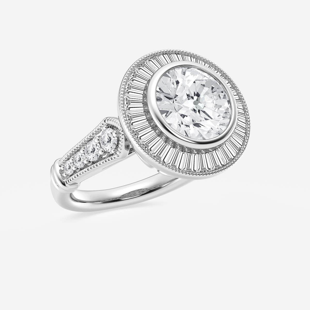 Additional Image 1 for  3 ctw Round Lab Grown Diamond Vintage Hidden Halo Engagement Ring