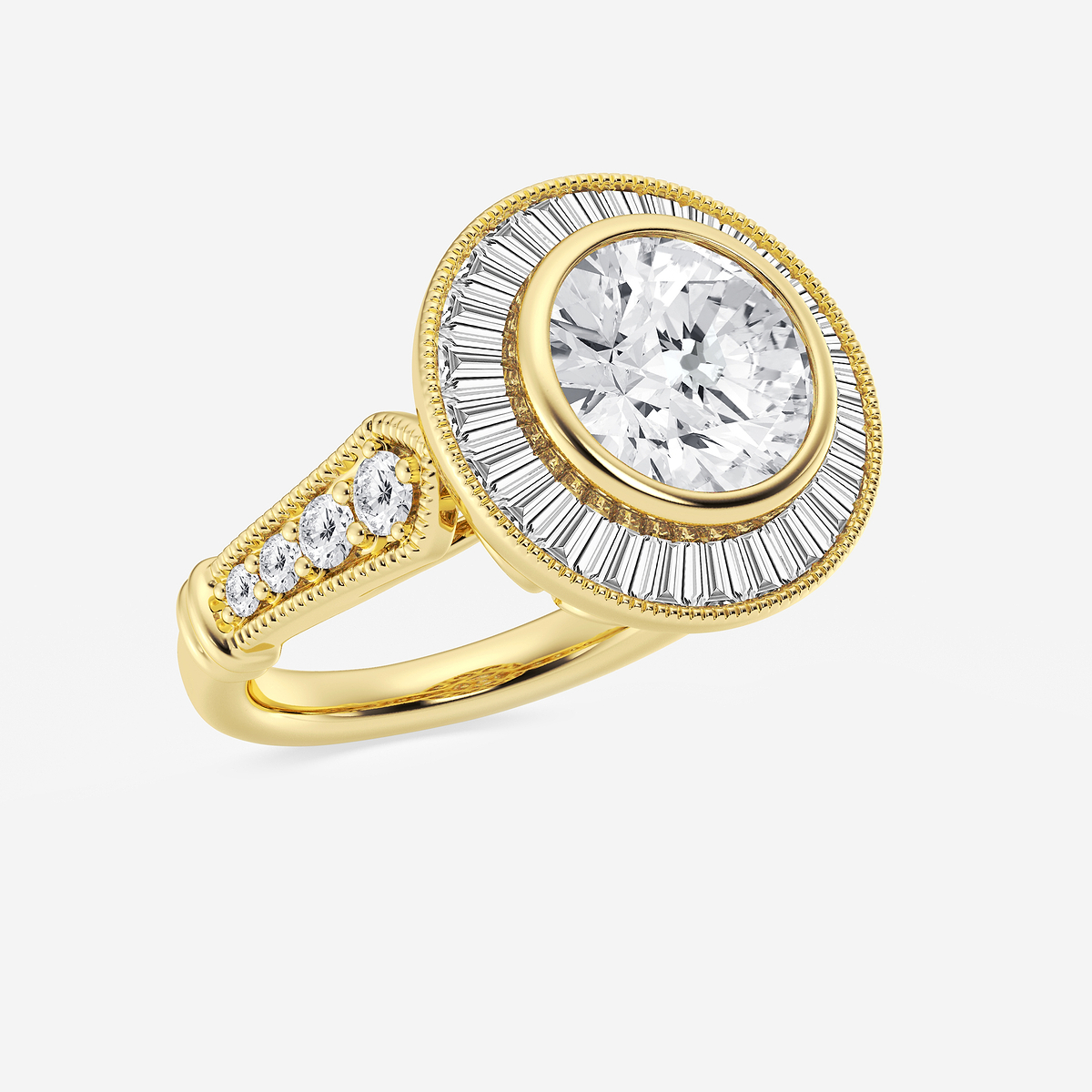 Additional Image 1 for  4 ctw Round Lab Grown Diamond Vintage Hidden Halo Engagement Ring