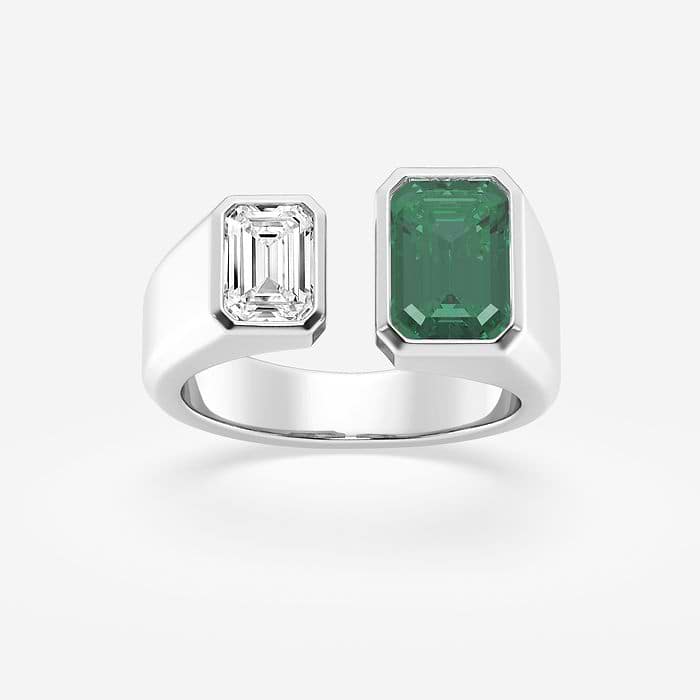 Created Emerald Two Stone Fashion Ring