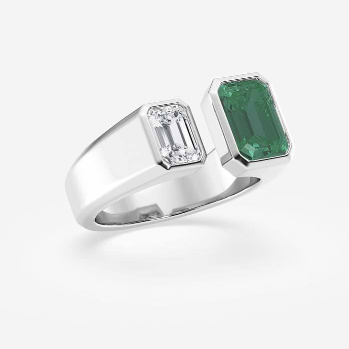 Created Emerald Two Stone Fashion Ring