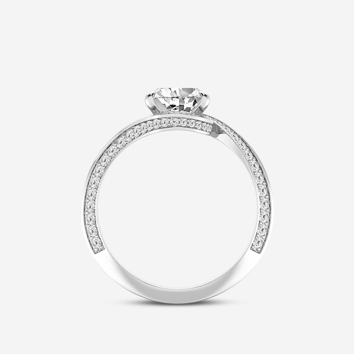 Additional Image 1 for  2 1/2 ctw Pear Lab Grown Diamond Twisted Bypass Side Stone Engagement Ring