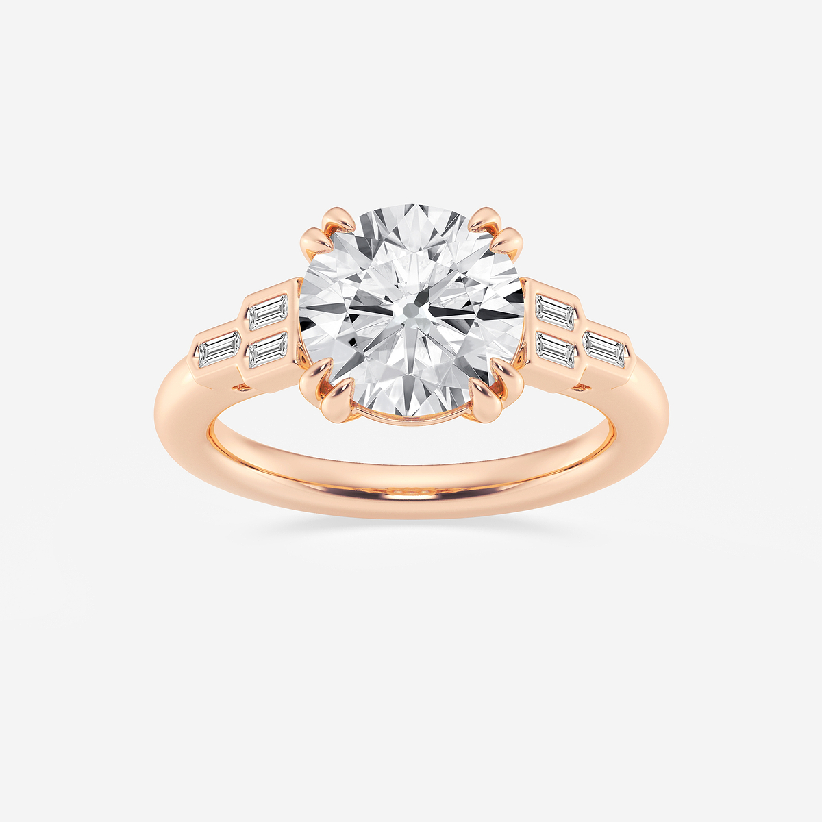 2 1/5 ctw Round Lab Grown Diamond Art Deco Side Stone Engagement Ring