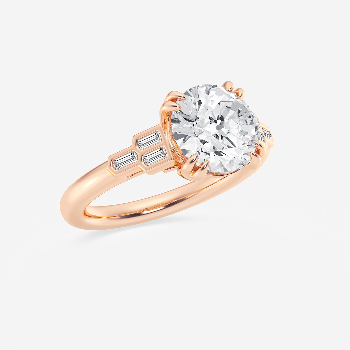 Additional Image 1 for  2 1/5 ctw Round Lab Grown Diamond Art Deco Side Stone Engagement Ring