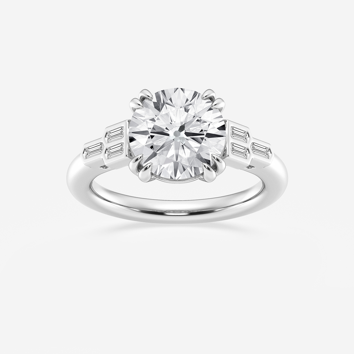 2 1/5 ctw Round Lab Grown Diamond Art Deco Side Stone Engagement Ring