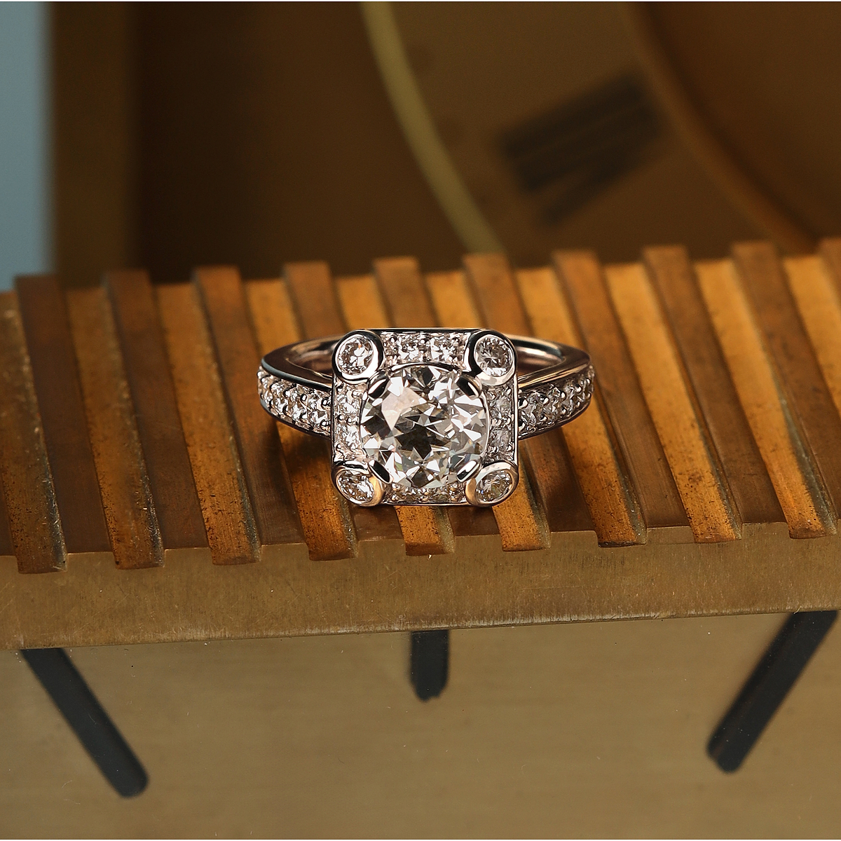 4 ctw Old European Cut Lab Grown Diamond Vintage Halo Engagement Ring in Milgrain Setting