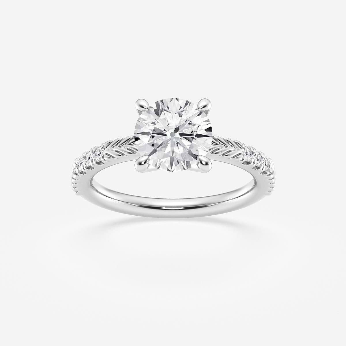 2 ctw Round Lab Grown Diamond Old Mine Cut Filigree Side Stone Engagement Ring