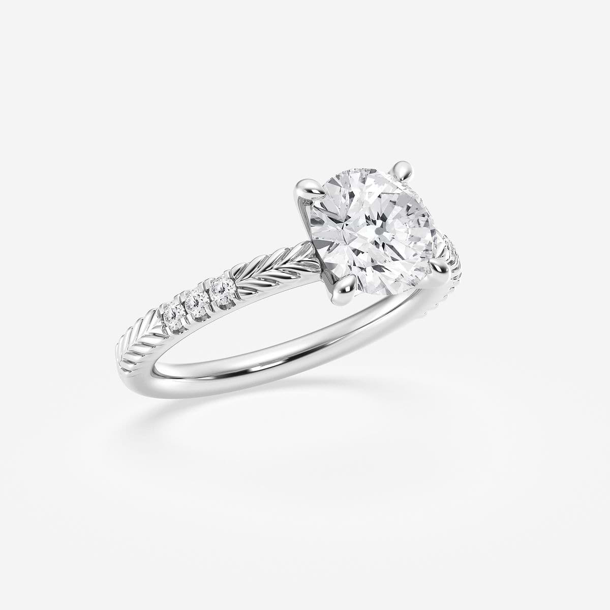 Additional Image 1 for  2 ctw Round Lab Grown Diamond Old Mine Cut Filigree Side Stone Engagement Ring