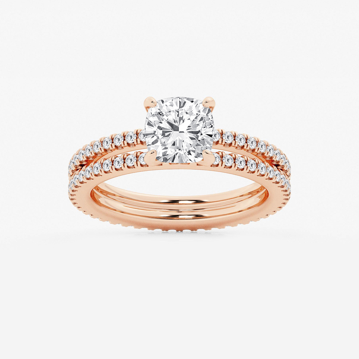 2 1/5 ctw Cushion Lab Grown Diamond Split Double Band Eternity Engagement Ring