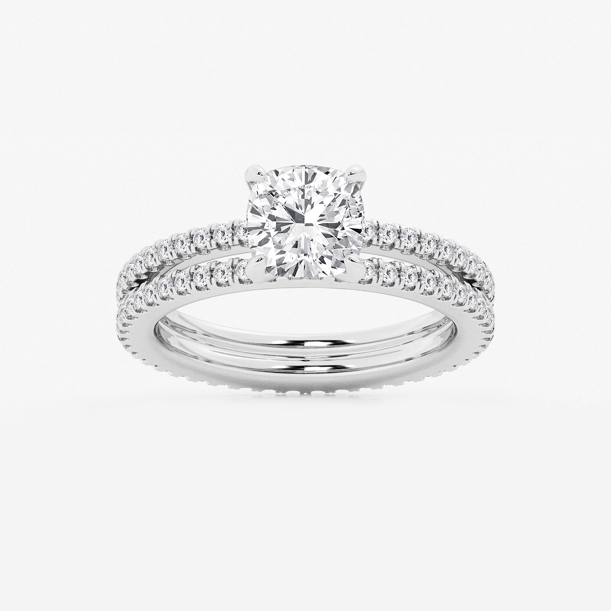2 1/5 ctw Cushion Lab Grown Diamond Split Double Band Eternity Engagement Ring
