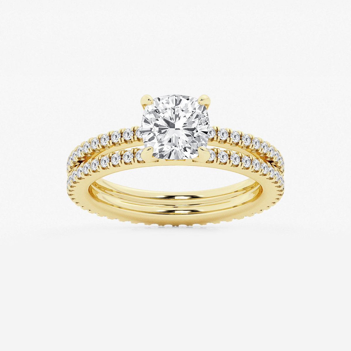 2 1/5 ctw Cushion Lab Grown Diamond Split Double Band Eternity Engagement Ring