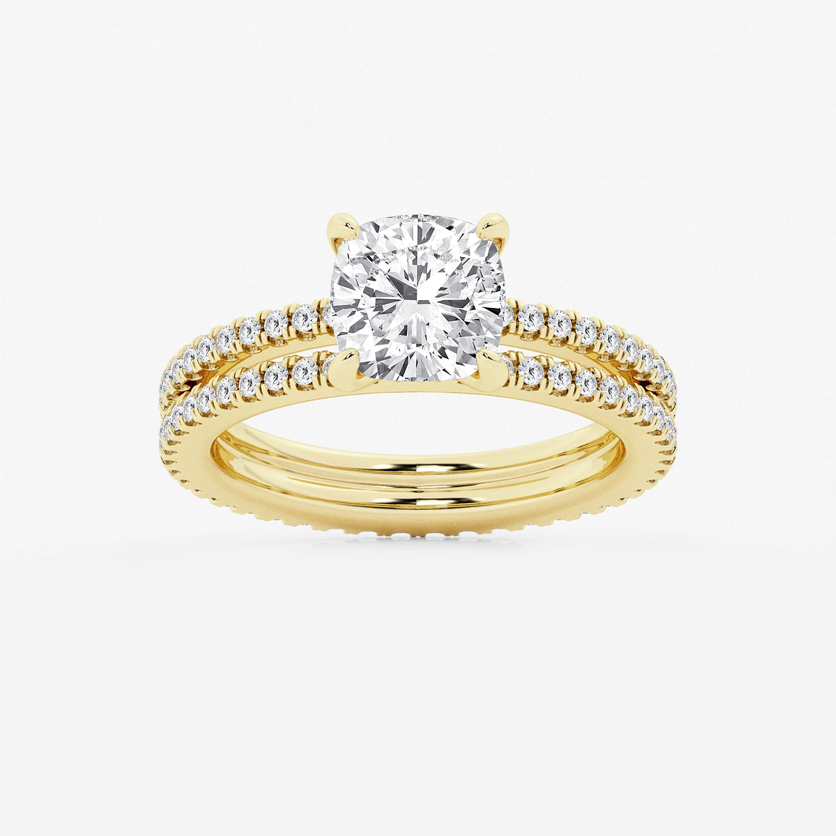 2 3/4 ctw Cushion Lab Grown Diamond Split Double Band Eternity Engagement Ring