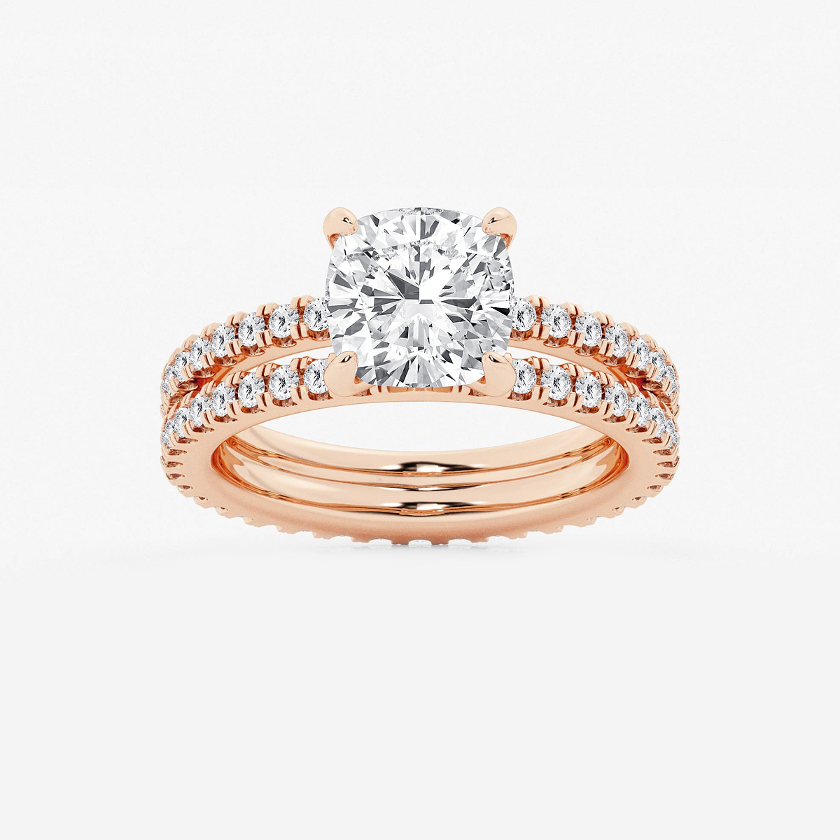 3 2/5 ctw Cushion Lab Grown Diamond Split Double Band Eternity Engagement Ring