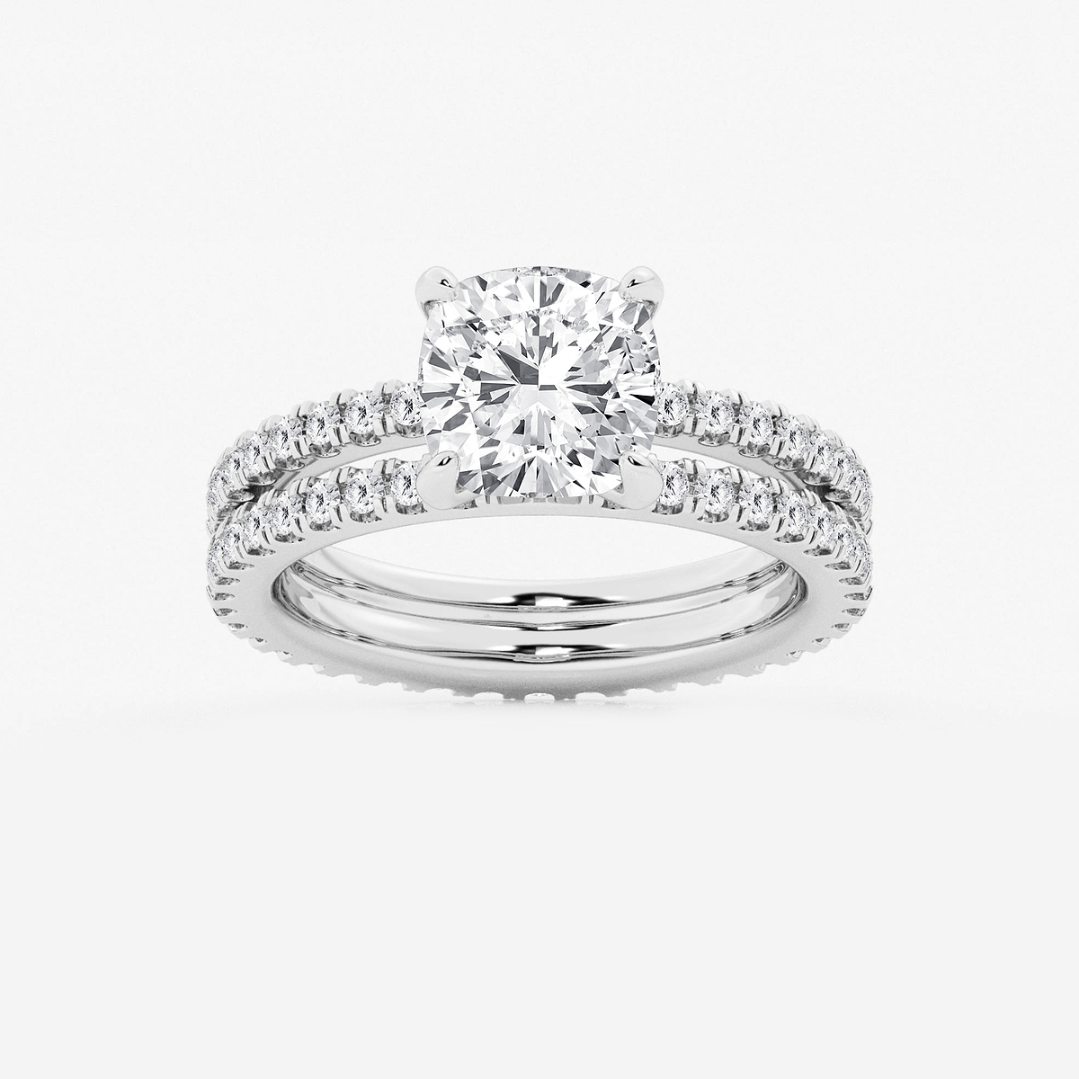 3 2/5 ctw Cushion Lab Grown Diamond Split Double Band Eternity Engagement Ring