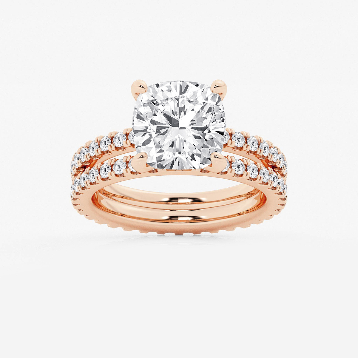 5 1/5 ctw Cushion Lab Grown Diamond Split Double Band Eternity Engagement Ring