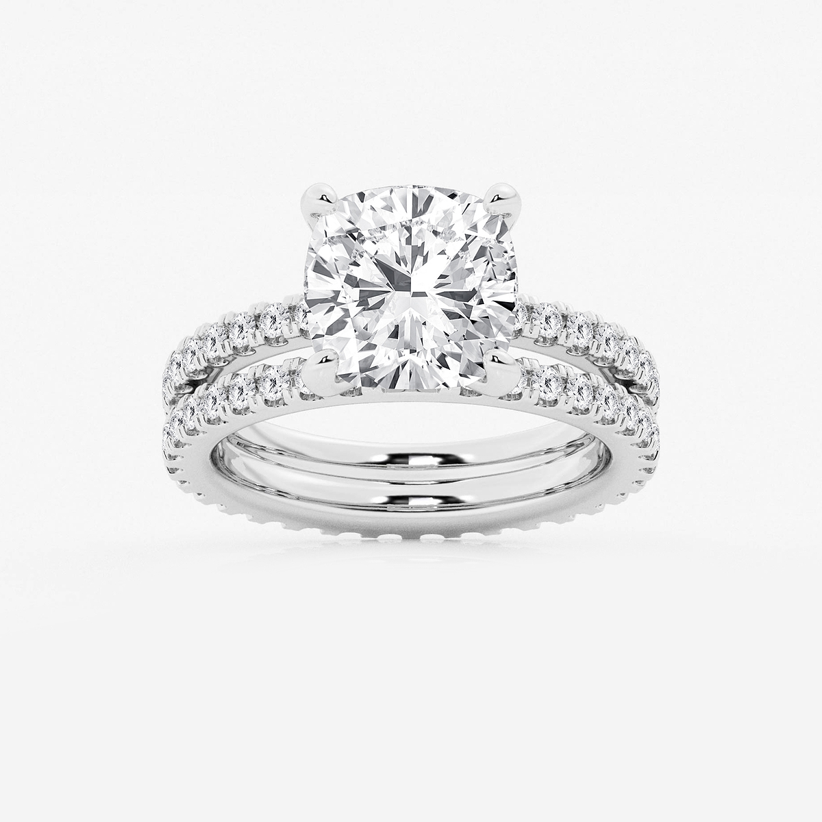5 1/5 ctw Cushion Lab Grown Diamond Split Double Band Eternity Engagement Ring