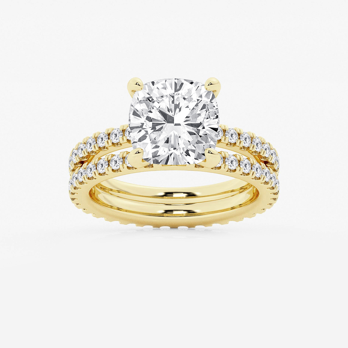 5 1/5 ctw Cushion Lab Grown Diamond Split Double Band Eternity Engagement Ring
