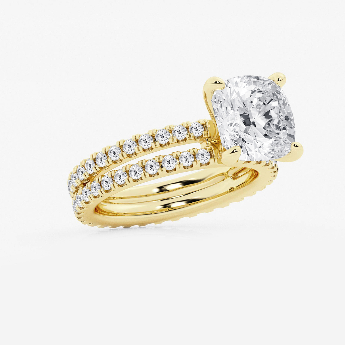 Additional Image 1 for  5 1/5 ctw Cushion Lab Grown Diamond Split Double Band Eternity Engagement Ring