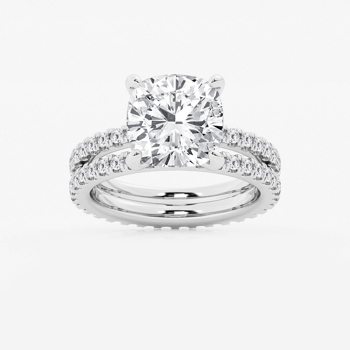 6 1/5 ctw Cushion Lab Grown Diamond Split Double Band Eternity Engagement Ring