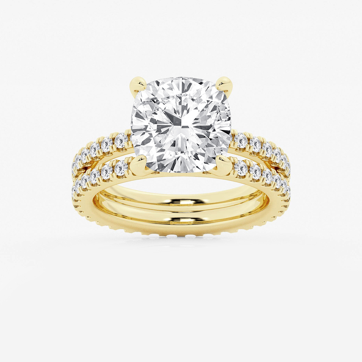 6 1/5 ctw Cushion Lab Grown Diamond Split Double Band Eternity Engagement Ring