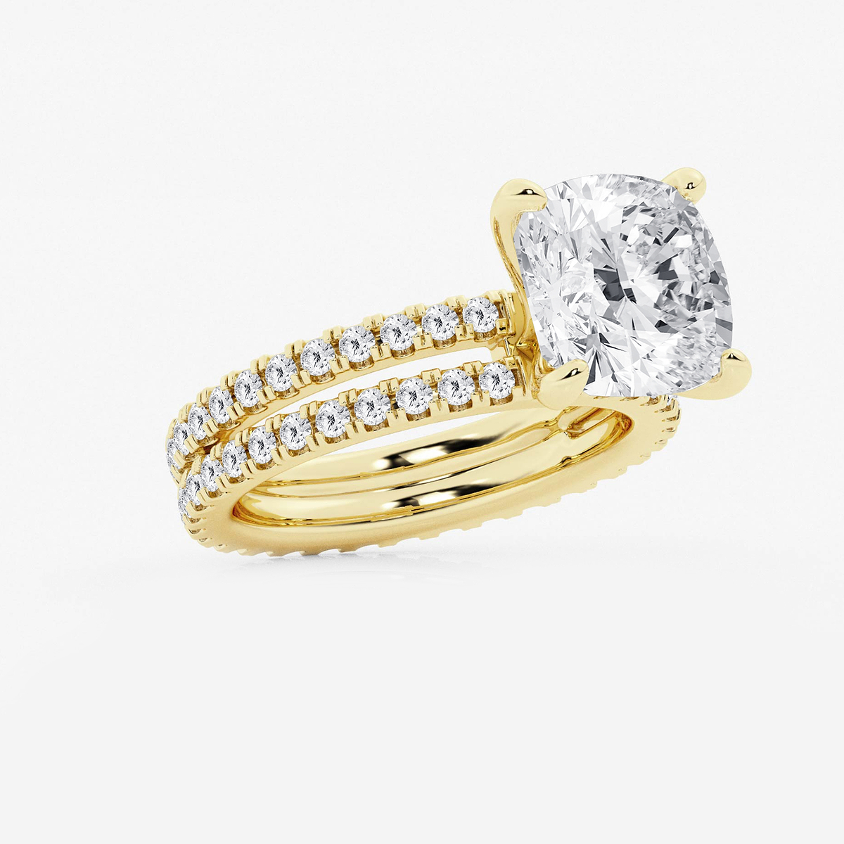 Additional Image 1 for  6 1/5 ctw Cushion Lab Grown Diamond Split Double Band Eternity Engagement Ring