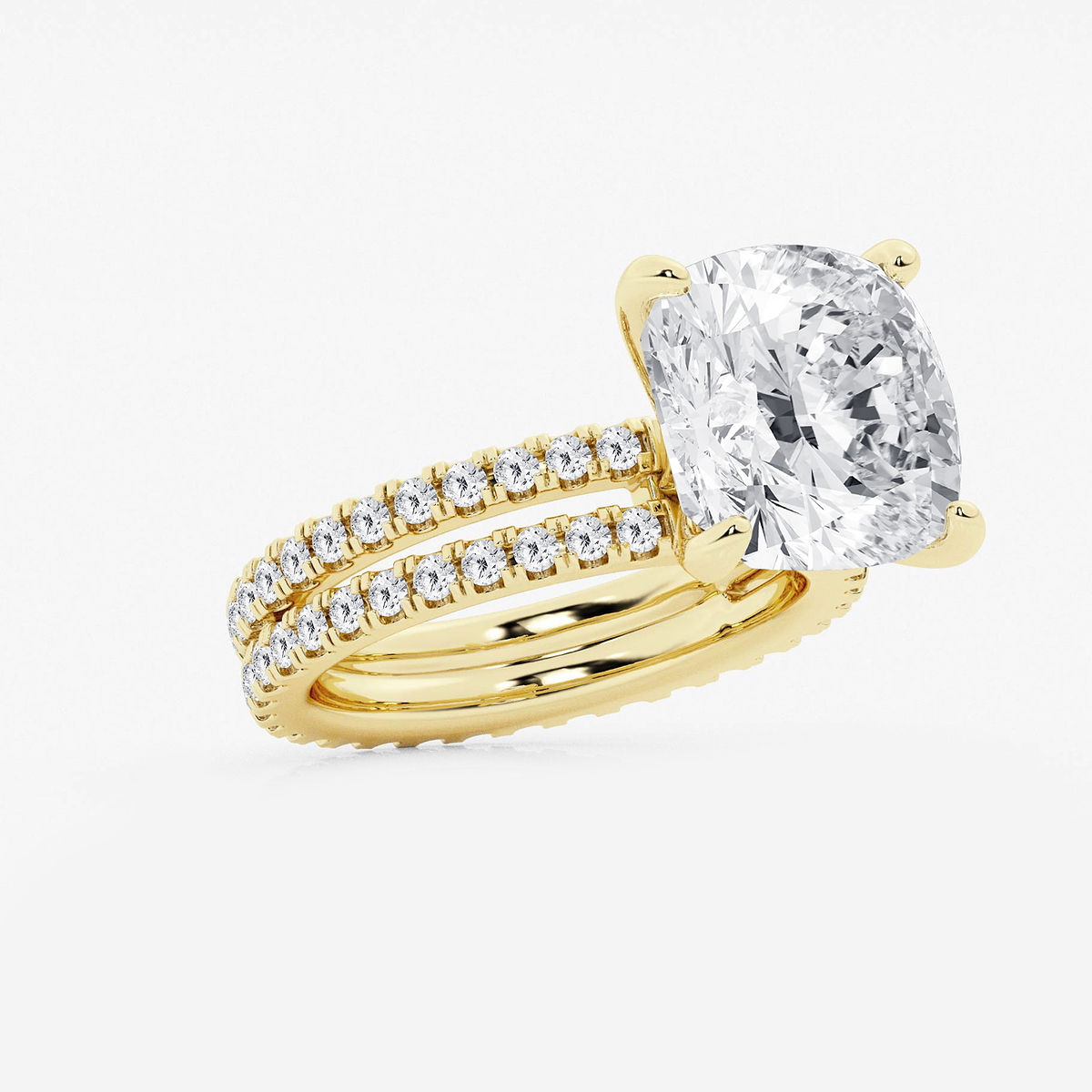 Additional Image 1 for  9 1/5 ctw Cushion Lab Grown Diamond Split Double Band Eternity Engagement Ring