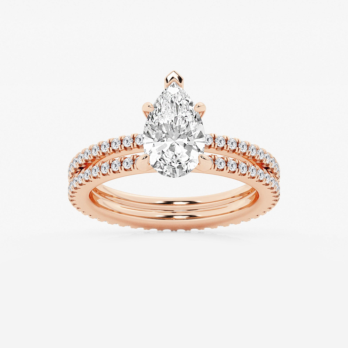 2 1/5 ctw Pear Lab Grown Diamond Split Double Band Eternity Engagement Ring