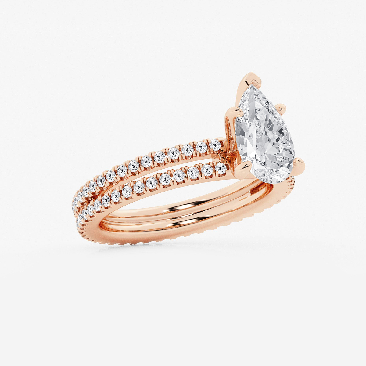 Additional Image 1 for  2 1/5 ctw Pear Lab Grown Diamond Split Double Band Eternity Engagement Ring