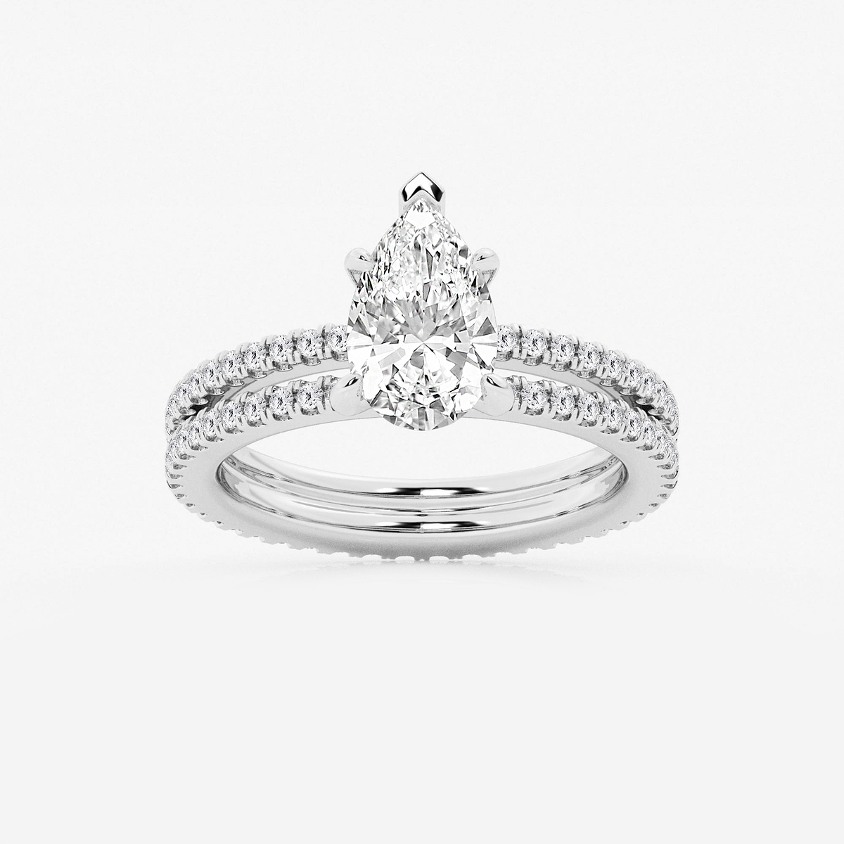 2 1/5 ctw Pear Lab Grown Diamond Split Double Band Eternity Engagement Ring