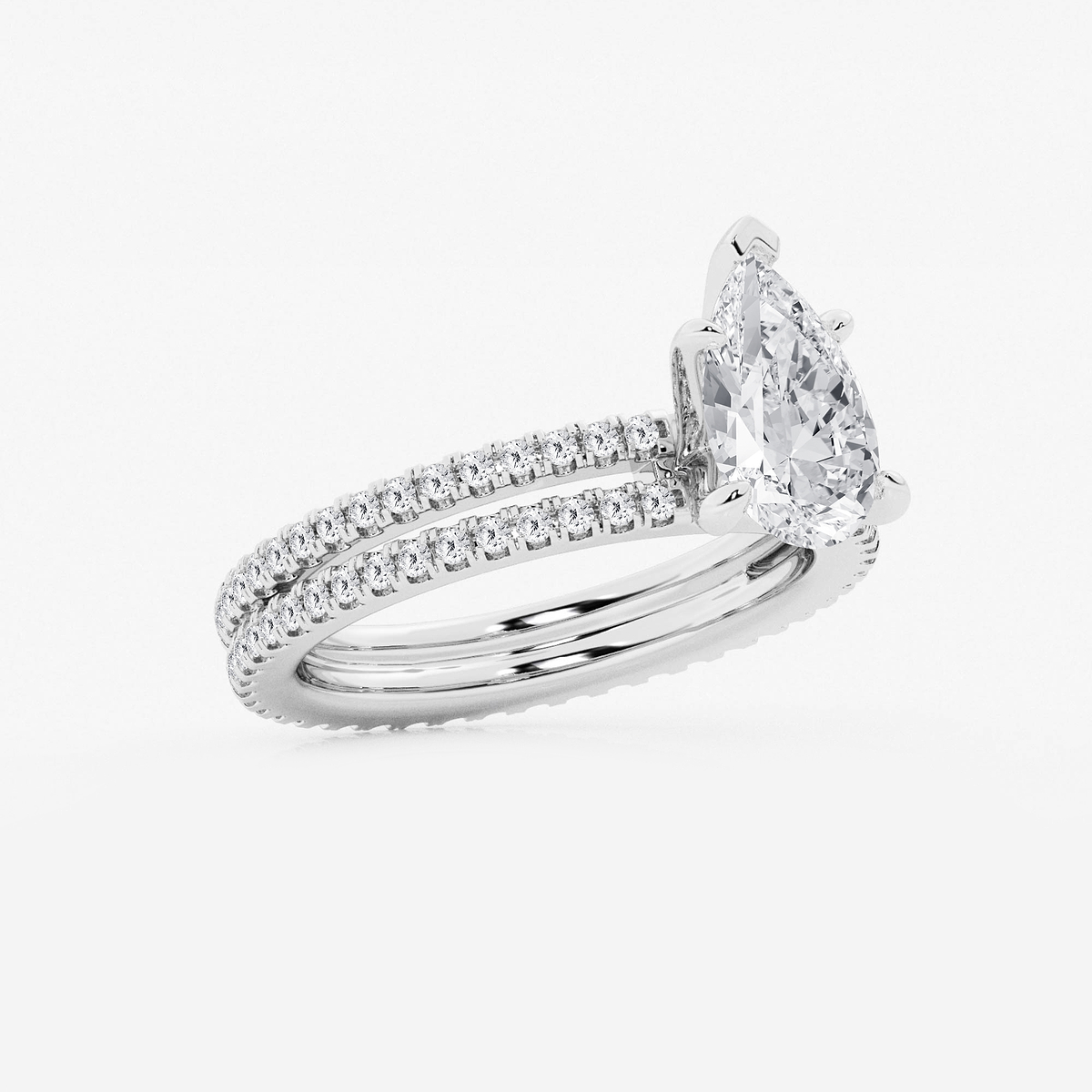 Additional Image 1 for  2 1/5 ctw Pear Lab Grown Diamond Split Double Band Eternity Engagement Ring