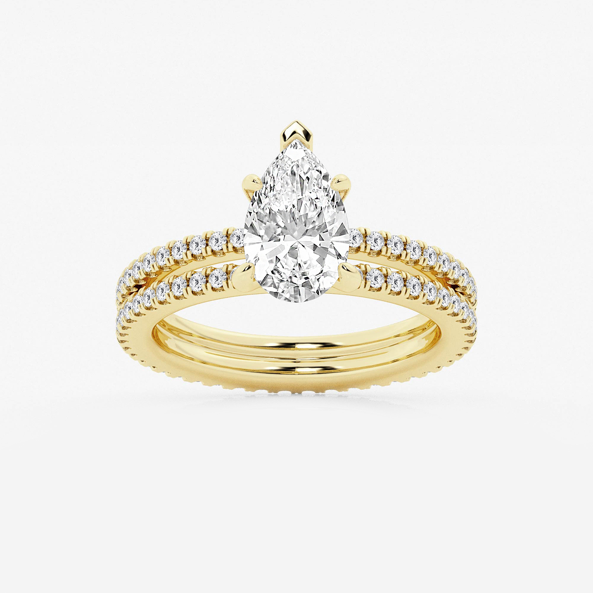 2 1/5 ctw Pear Lab Grown Diamond Split Double Band Eternity Engagement Ring