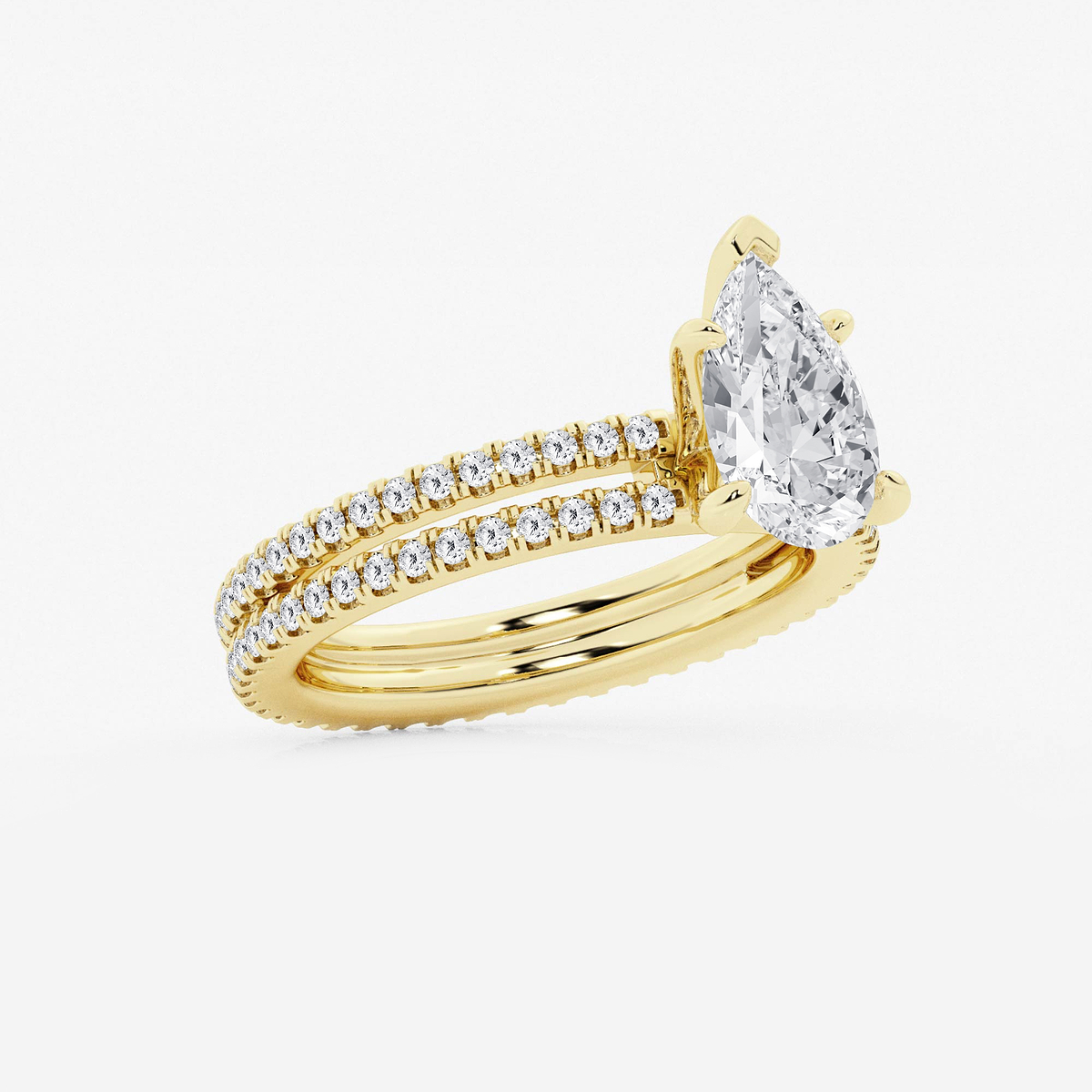 Additional Image 1 for  2 1/5 ctw Pear Lab Grown Diamond Split Double Band Eternity Engagement Ring